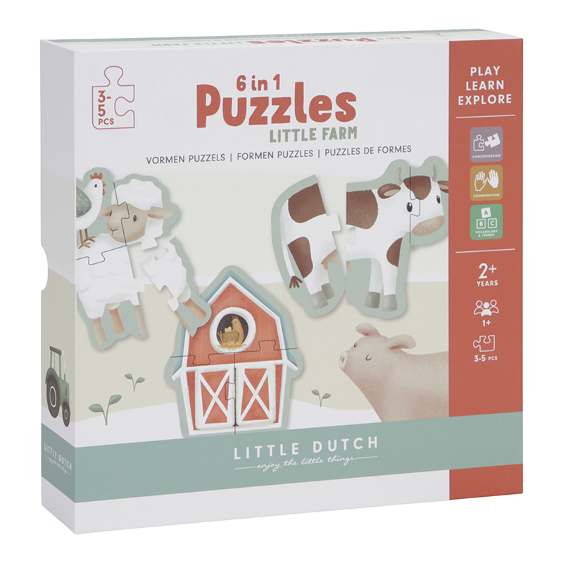 PUZZEL, 6 in 1 puzzel boerderij, Little Farm, multikleur, karton, vanaf 24 maanden, 2023