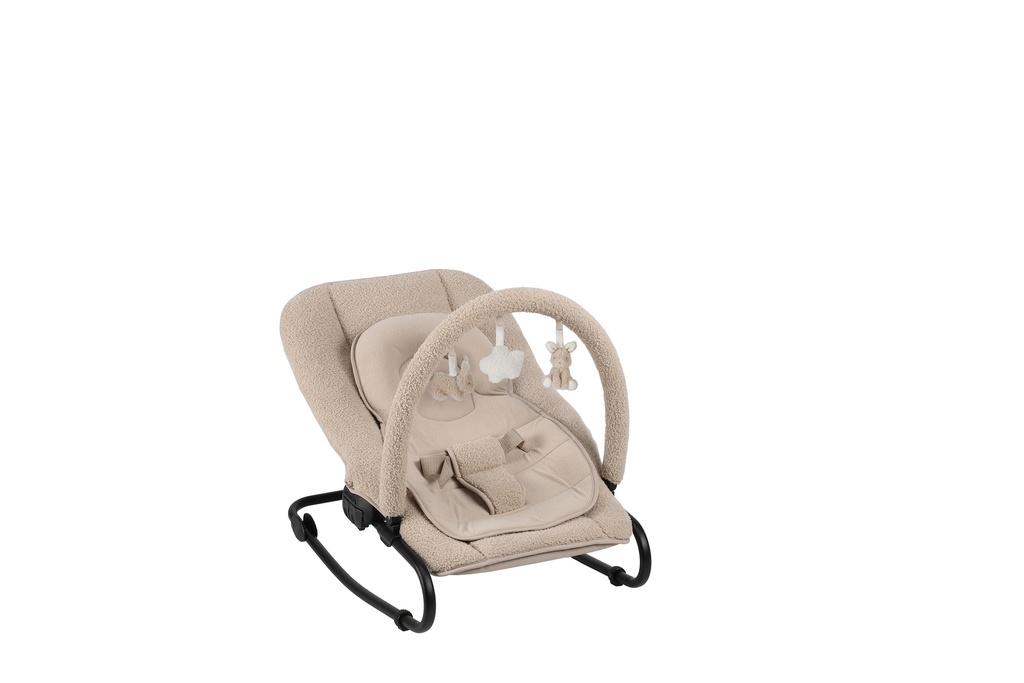 RELAX, Wipstoel, beige, bekl teddy, max 9 kg, schommelstand, met speelboog, met verkleink, 2024