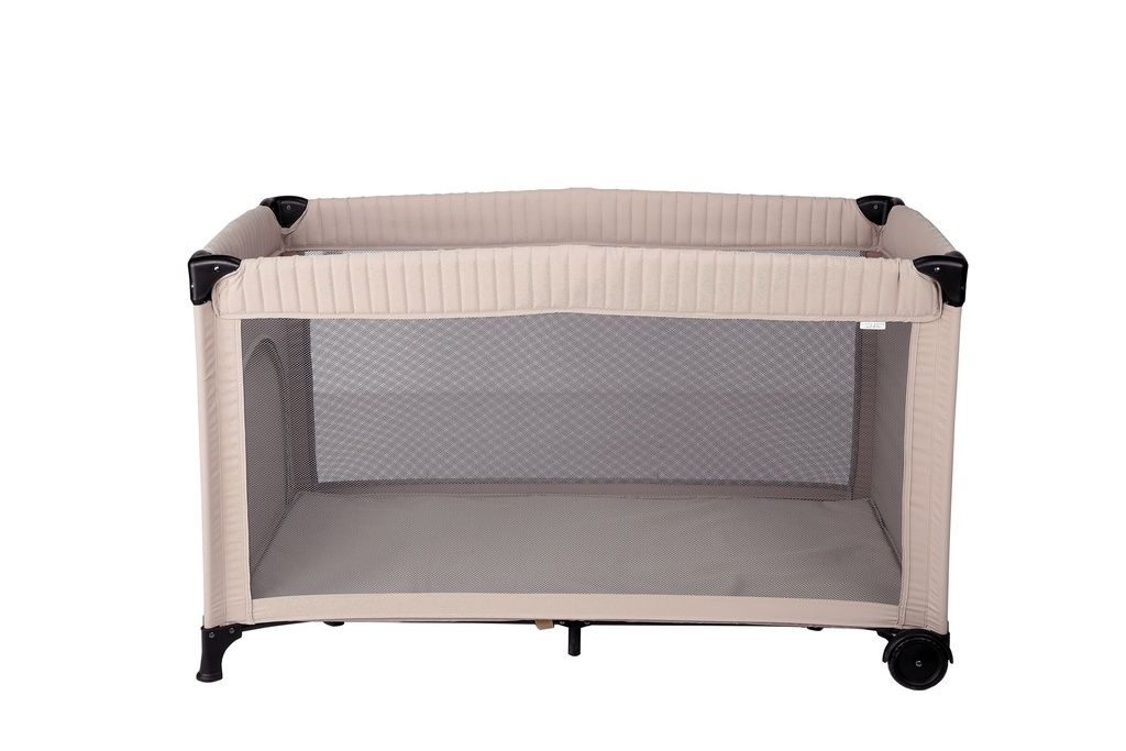 REISBED, Logeerbed, beige, bruin, uni, 65x74x125cm, tot 15 kg, op wielen, met transporttas, 2024