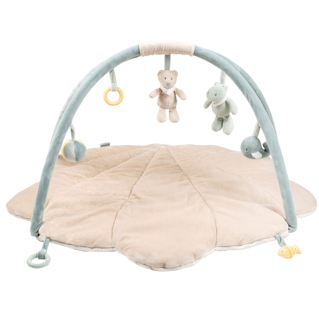 Nattou | Speeltapijt met speelboog Playmat shell with arches Romeo, Jules & Sally ecru/groen 