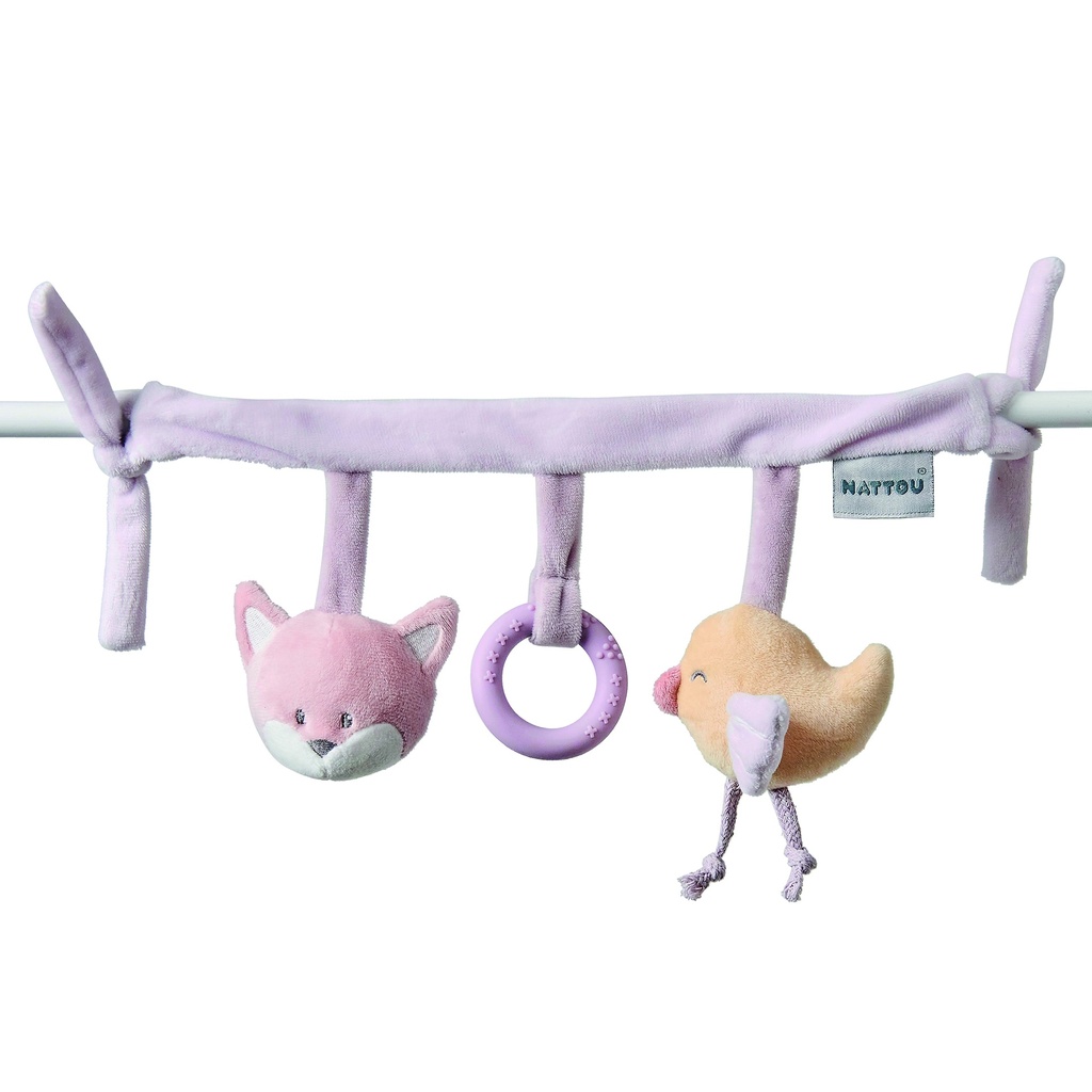 MAXI-COSI HANGER, Maxi toy, Alice & Pomme, geel/roze/ecru, vos en kuiken, textiel, +muziek, vanaf 0 maand