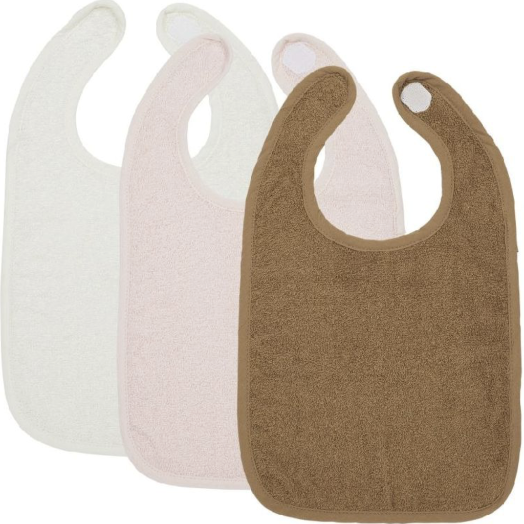 SLABBETJE, Basic Badstof offwhite/soft pink/toffee, Slab 3-pack, uni, velcrosl., badstof, 25x34cm, 3 stuk(s)