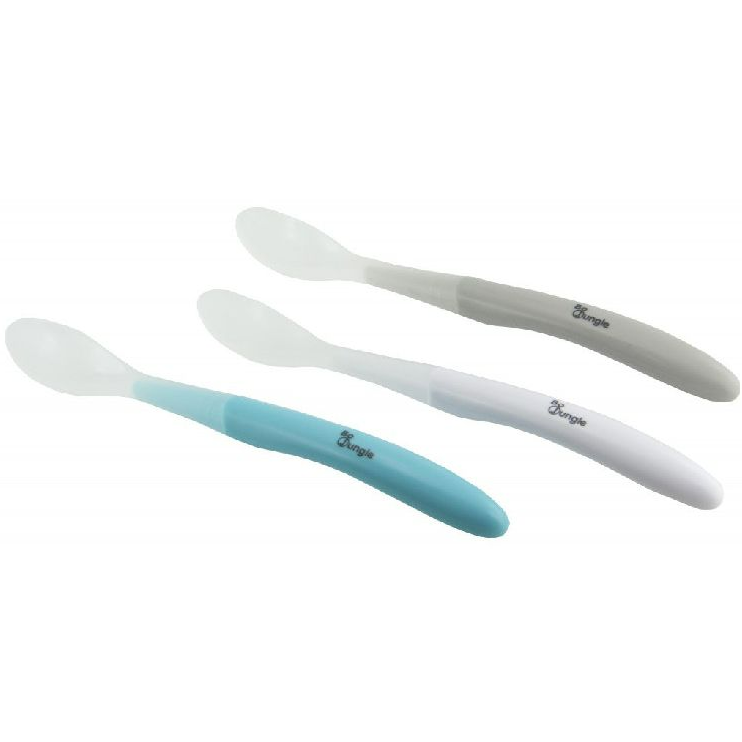 BESTEK, lepel, B-Soft Spoon Set, blue, grijs/wit/blauw, BPA-vrij, ideaal voor potjes, 6m+, vaatwasbestendig