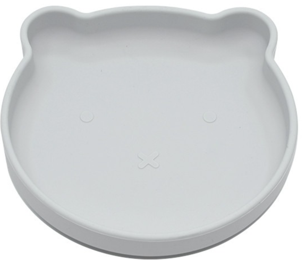 PLAT BORD, B-Suction Plate Bear, grey, rond, grijs, uni, silicone, met zuignap, 1 stuk(s), bord