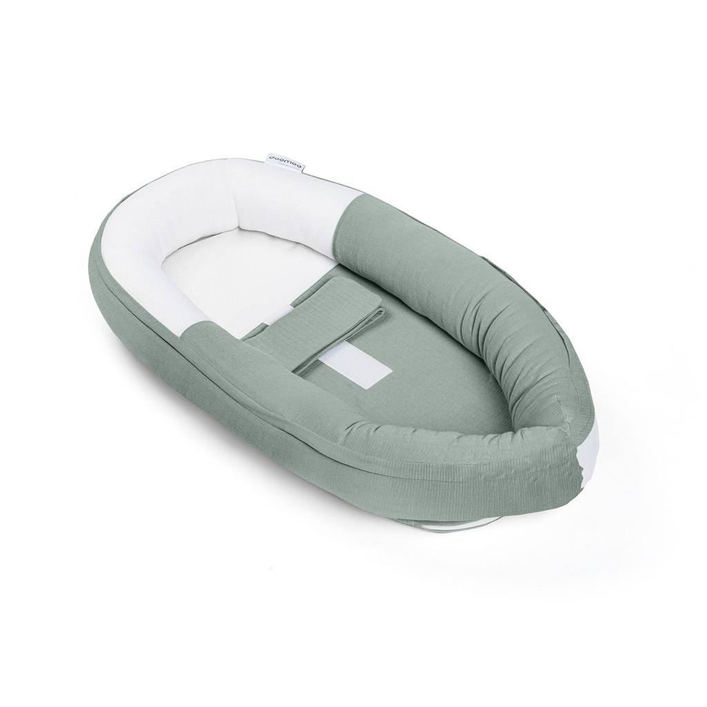 BABYNEST, Cocoon, green, uni, Dear Mother Earth, univ model, tetra/jersey, 48x80x15cm, 2022