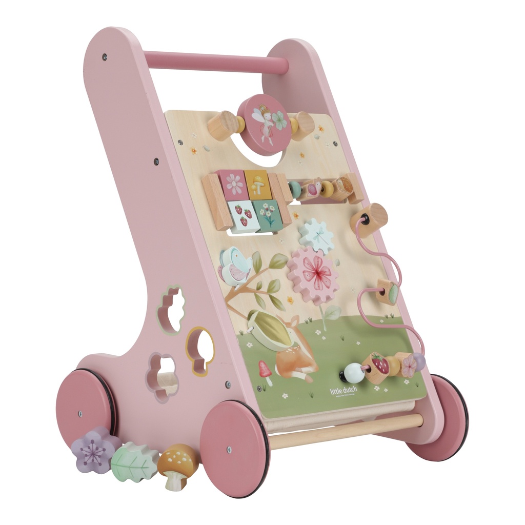 Little Dutch | Loophulp Fairy Garden Activiteiten Loopwagen Roze +12M