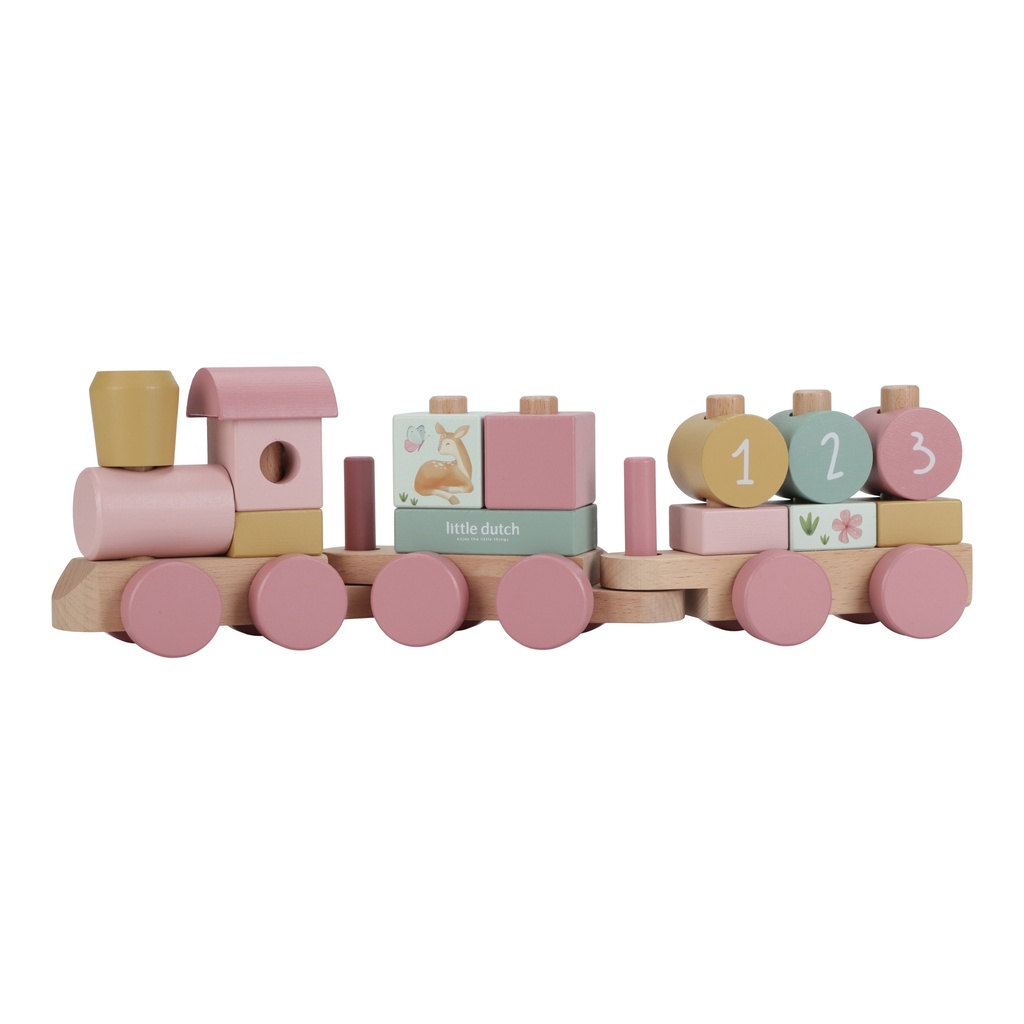 Little Dutch | Blokken Fairy Garden Blokkentrein Roze +12M