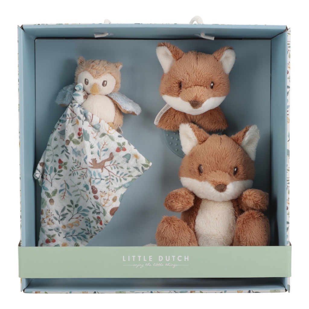 Little Dutch | Giftset Forest Friends Pluche Knuffel Knuffel/Knuffeldoek/Ringrammelaar +0M