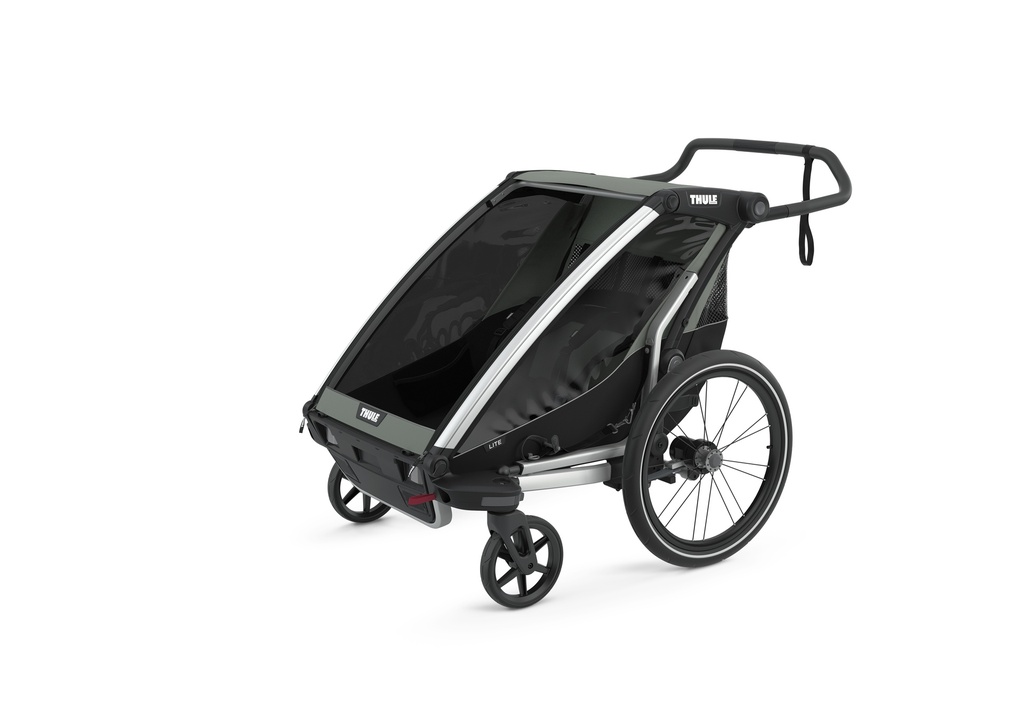 FIETSKAR, Thule, Chariot Lite 2, agave/black, grijs/zwart, vr 2 kind, gesch vr babyschaal, opvouwbaar, achterlicht