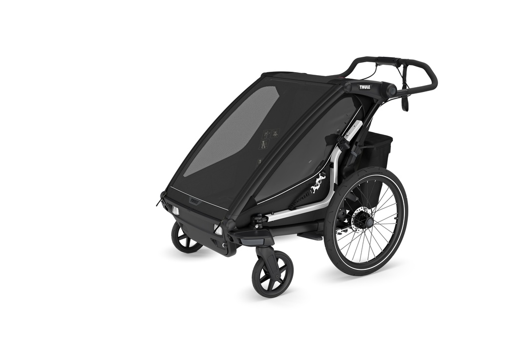 FIETSKAR, Thule, Chariot Sport 2 G3, black, zwart, vr 2 kind, gesch vr babyschaal, opvouwbaar, achterlicht, 2024