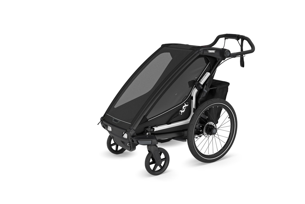 FIETSKAR, Thule, Chariot Sport 1 G3, black, zwart, vr 1 kind, gesch vr babyschaal, opvouwbaar, achterlicht, 2024 