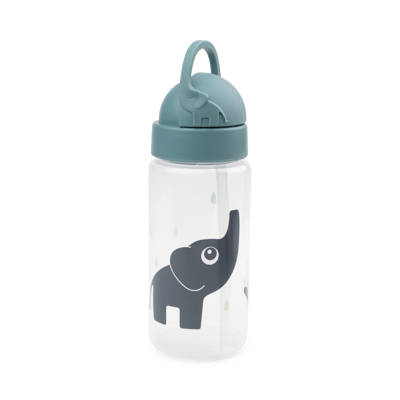 DRINKBEKER, 350 ml, Straw Bottle, Elphee, blue, print olifant, PP, deksel, rietje, 1 stuk(s), 2024