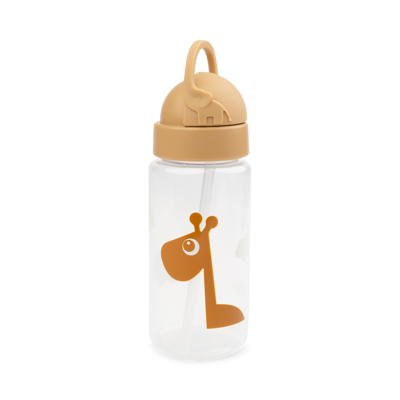 DRINKBEKER, 350 ml, Straw Bottle, Raffi, mustard, print giraf, PP, deksel, rietje, 1 stuk(s), 24