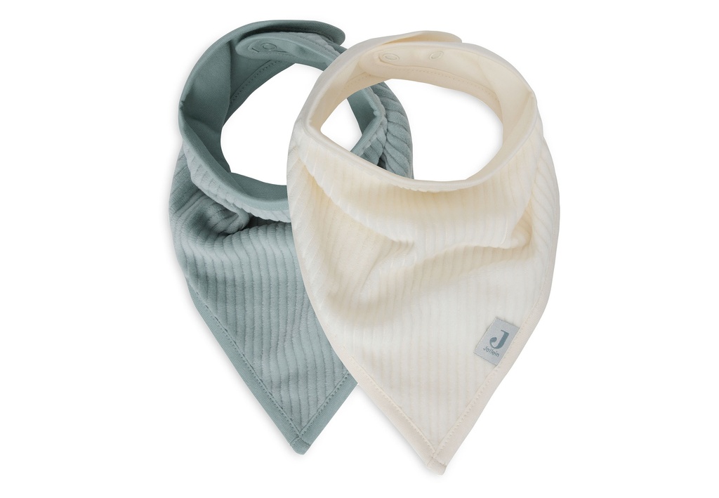 Jollein | Slabbetje bandana velvet rib sea green/ivory 2-pack