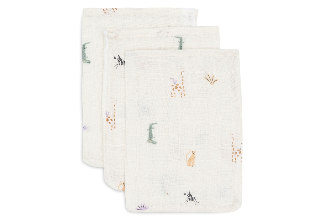 Jollein | Washandje muslin jungle jambo 3-pack 15x20 cm