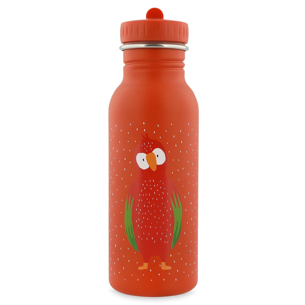 DRINKFLES, 500ml, Mr. parrot, print papegaai, aluminium, deksel, drinktuit