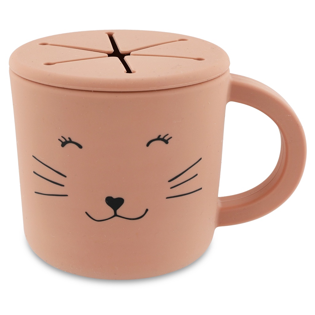 BEWAARPOTJE, 200ml, Snack cup, Cat Mealtime, roze, siliconen, Ø 8 cm