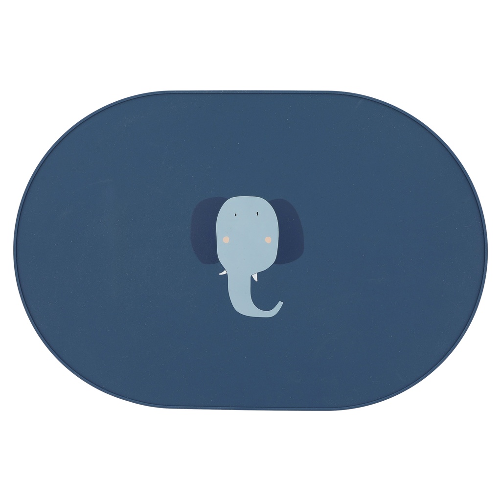 PLACEMAT, Elephant mealtime, blauw, kop olifant, ovaal, siliconen, water afwerend, 1 stuk