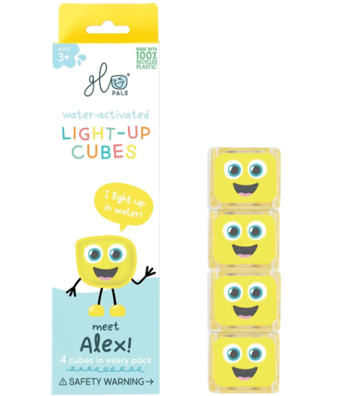 BADSPEELGOED, Alex, light up cubes, geel, kunststof, 4 stuks, af 36M