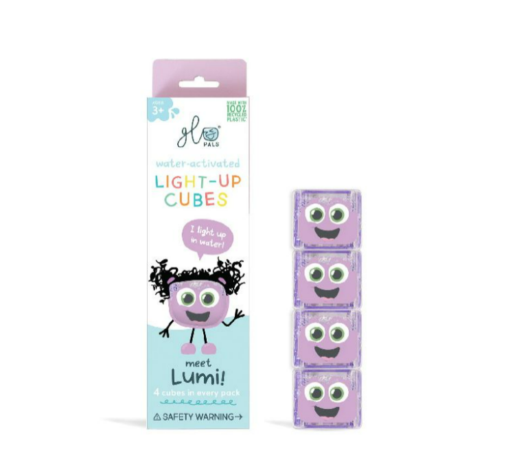 BADSPEELGOED, Lumi, light up cubes, paars, kunststof, 4 stuks, af 36M