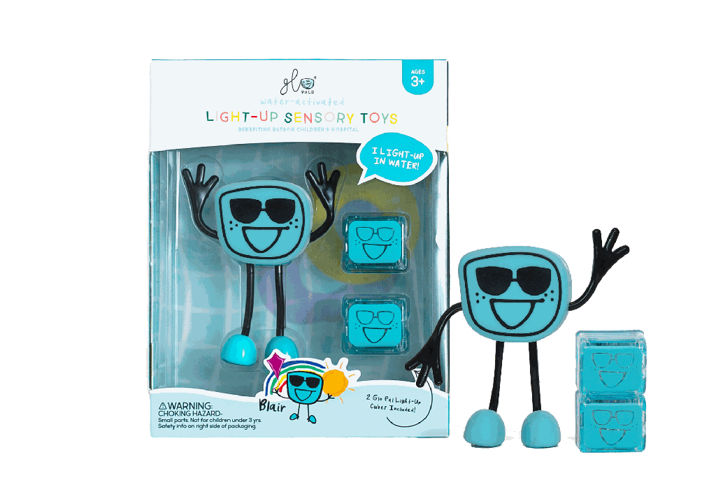 Glo Pals | Badspeelgoed Light Up Cubes Blair 1 Figuur + 2 cubes  blauw + 36M