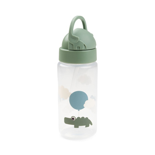 DRINKBEKER, 350 ml, Straw Bottle, Happy Clouds, green, print krokodil, PP, deksel, rietje, 1 stuk(s),  24