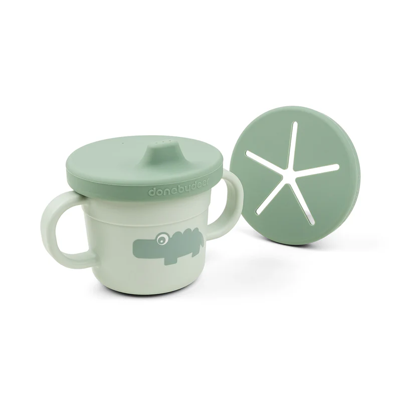 Done by Deer | Drinkbeker Foodie Croco Spout/Snack Cup Groen 215ml