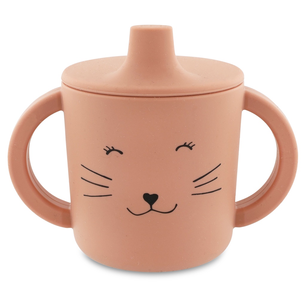 DRINKBEKER, 200ml, Sippy cup, Cat Mealtime, roze, kop kat, siliconen