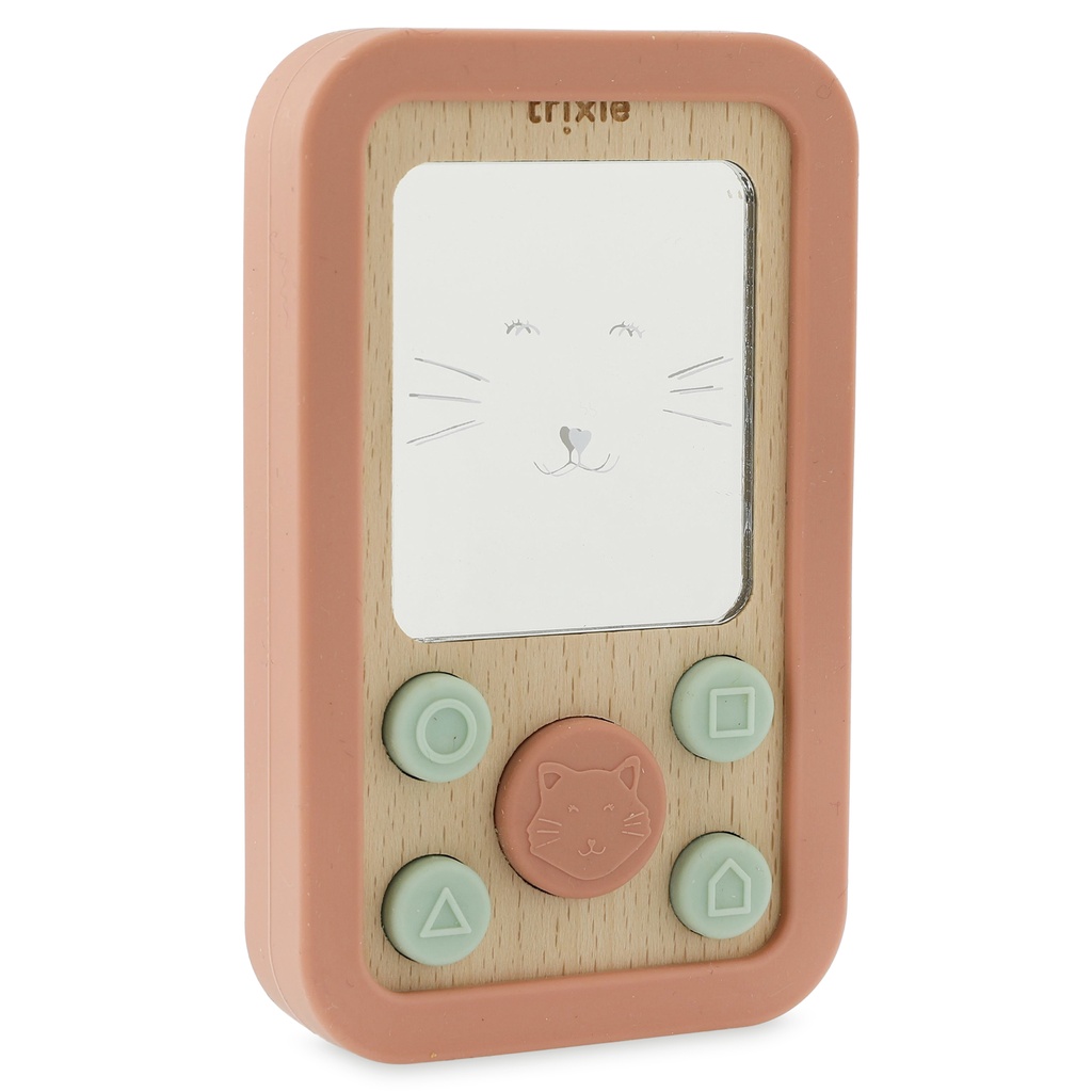 Trixie | Houten baby telefoon met siliconen - Mrs. Cat