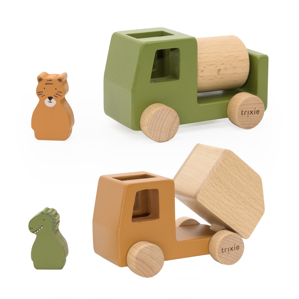 Trixie | Houten bouwvoertuigen dieren set