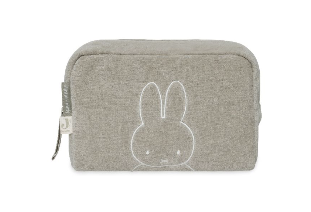 TOILETTAS, Etui, Miffy olive green, groen, uni/print nijntje, 23x19x10cm, badstof, ritssluiting, VJ2024 