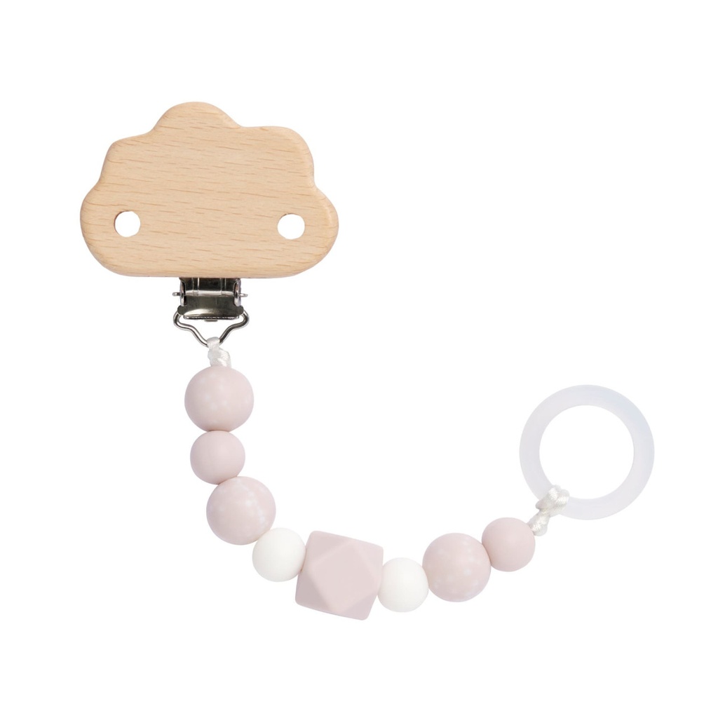 Laessig | Fopspeenketting Wood/Siliconen Cloud Powder Pink