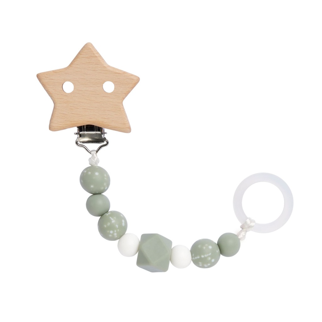 Laessig | Fopspeenketting Wood/Siliconen Star Olive