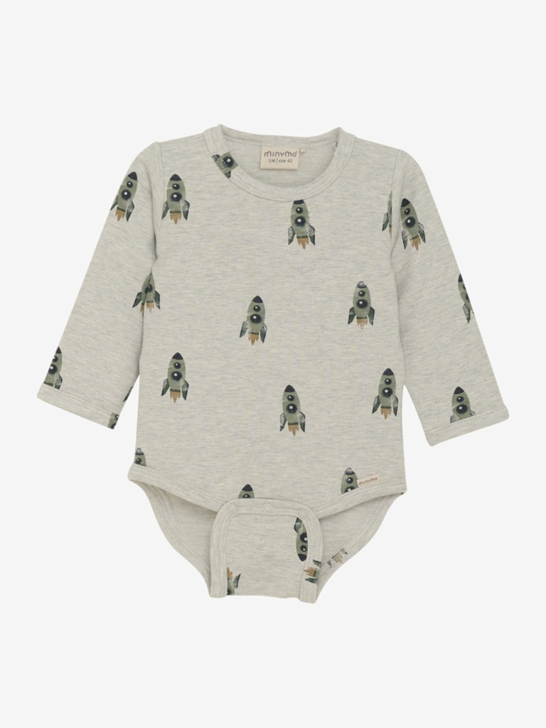 Minymo | Body Grey Melange Print Raket Allover