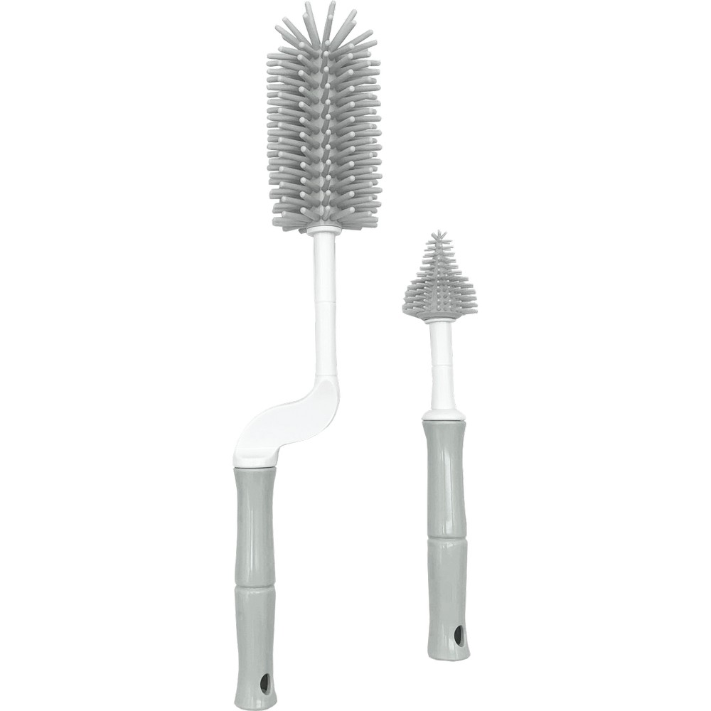 FLESSENBORSTEL, grey, B-Bootle Brush Set, grijs, uni, met speenborstel, met silicone borstelharen 