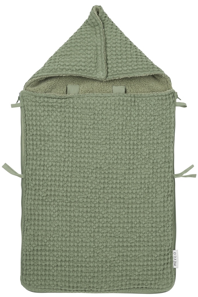 Meyco | Voetenzak Wafel Teddy Olive Green 40x82cm