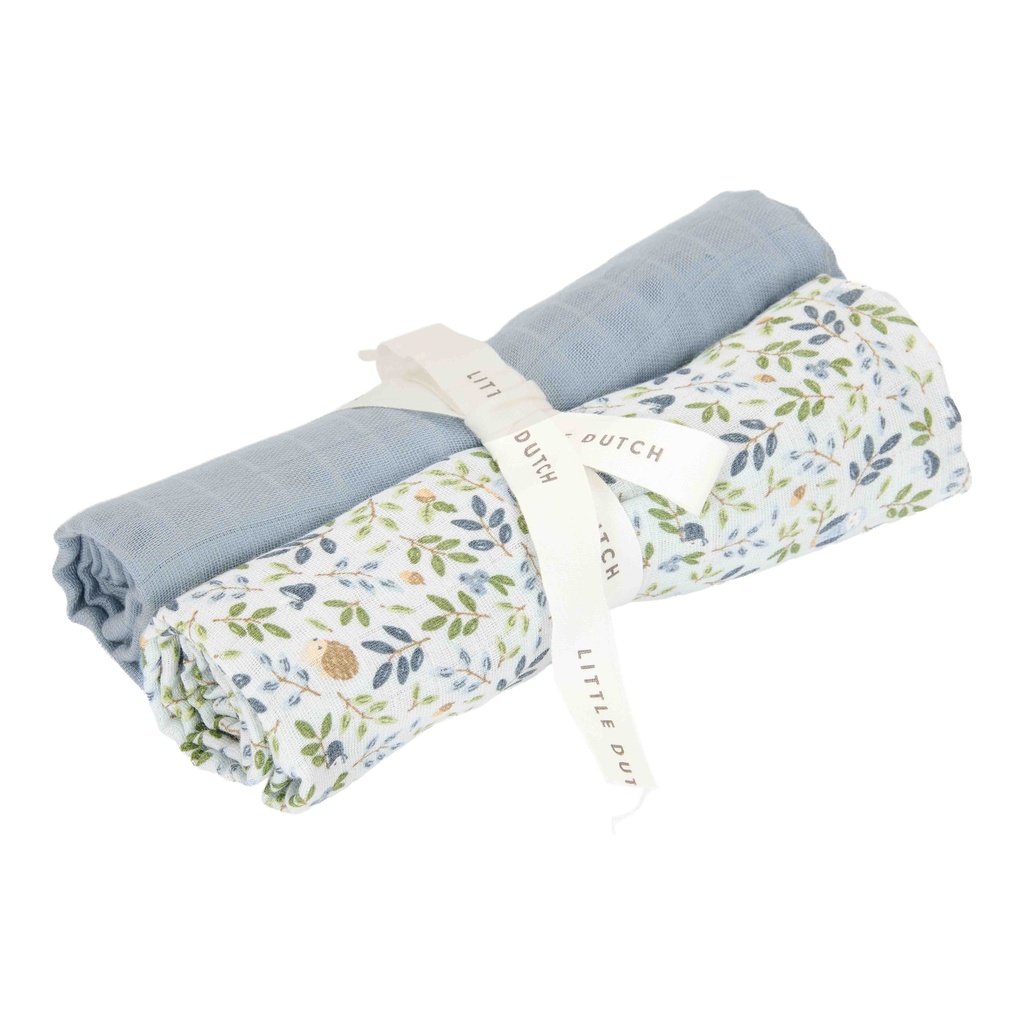 Little Dutch | Tetra Doek Forest Adventure Pure Denim Blue 70x70cm 2-pack