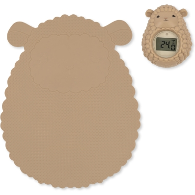 ANTISLIP BADMAT, badmat, Silicone bath mat & thermometer sheep, warm clay, ecru, + digitale badthermometer schaap