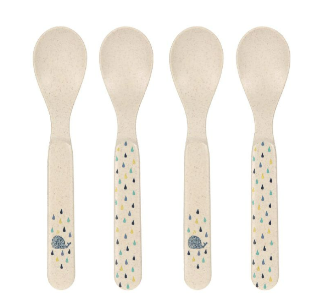 LEPEL, Spoon Set, Little Water whale, uni/print walvis/all over regendruppel print, PP/Cellulose, bestek