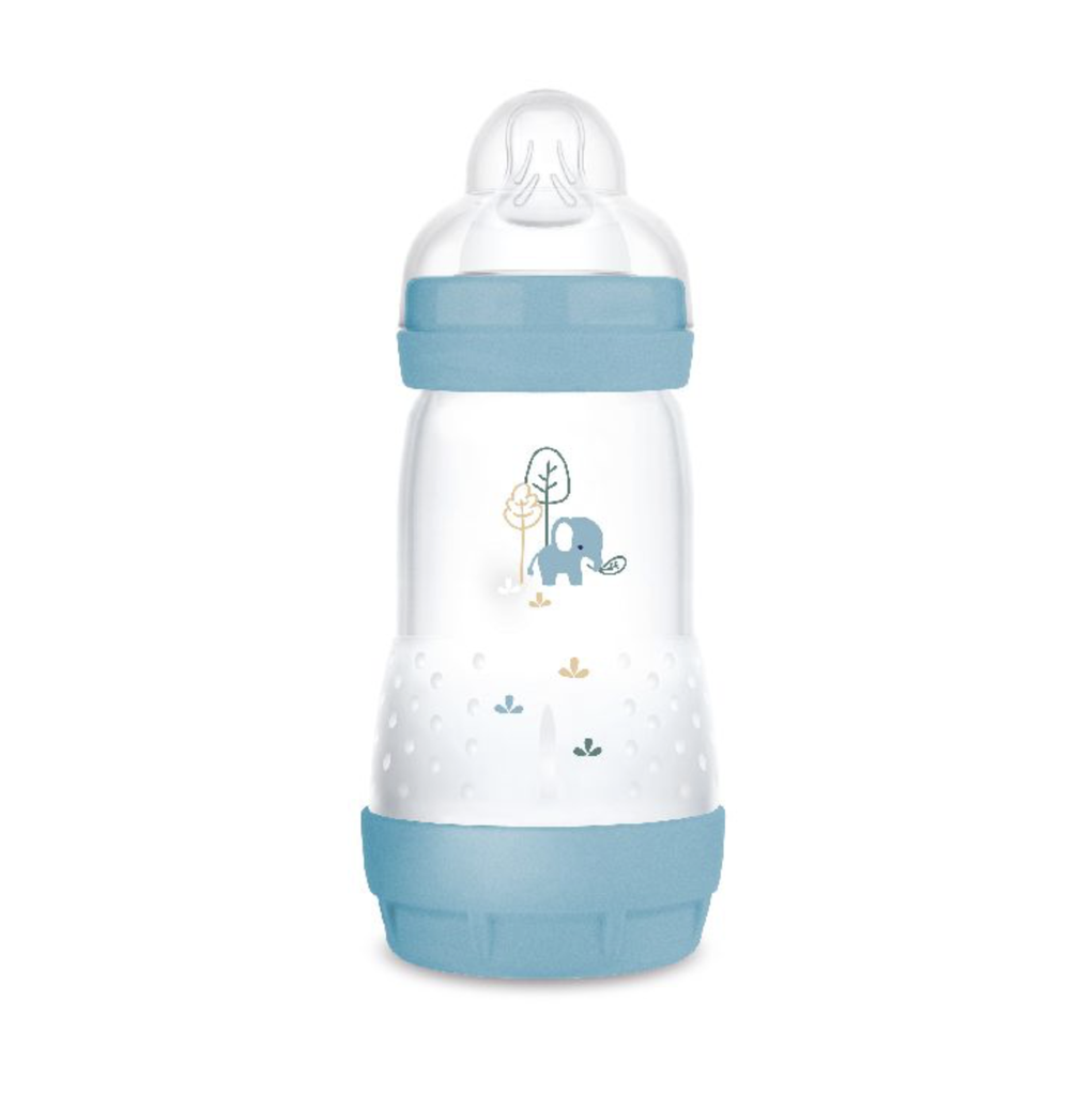 BREEDHALSFLES, PP, 260 ml, Matt, blue, Anti-Colic, blauw, silic. speen, 0m+, 1 stuk(s), Easy Start, fles, 2023/2024