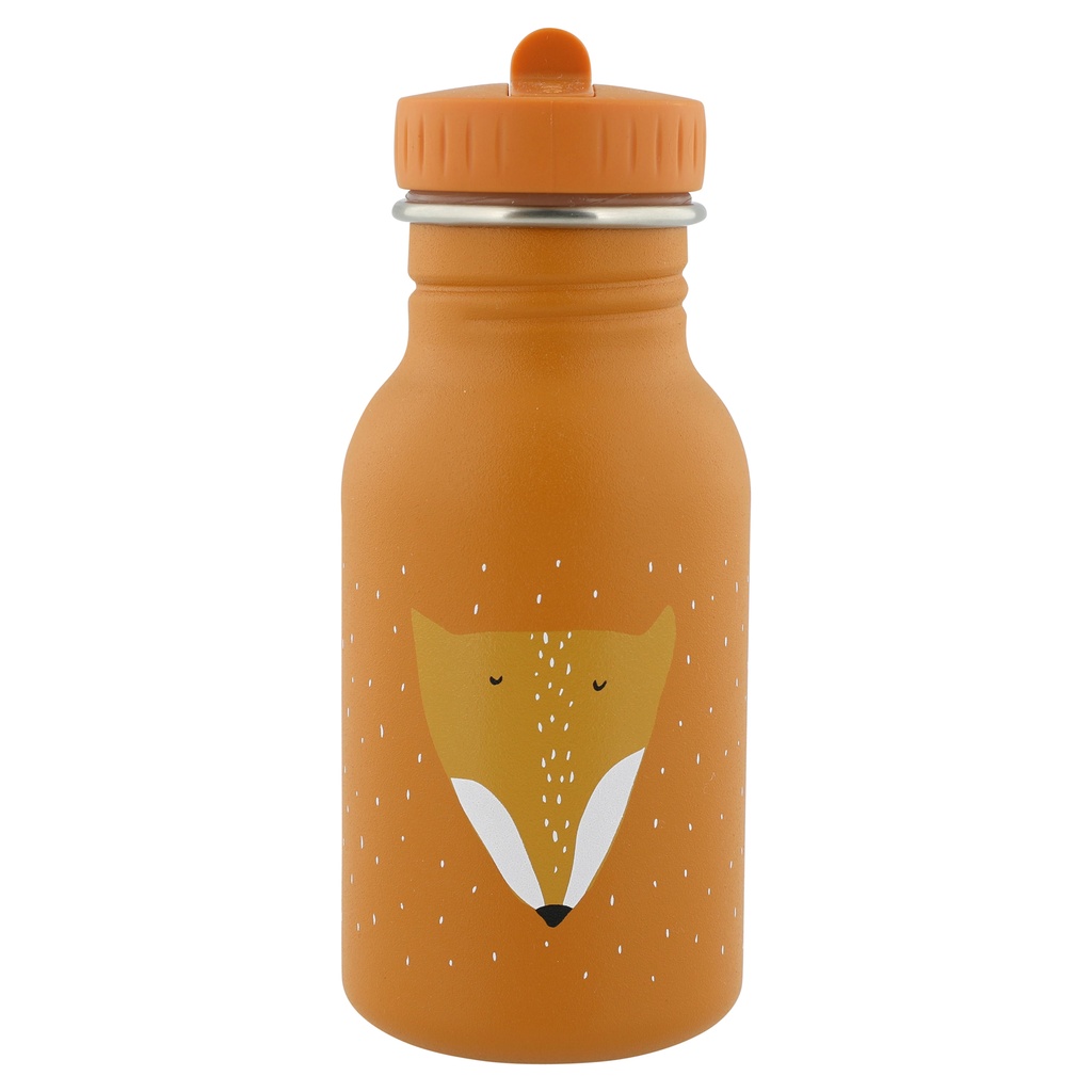 DRINKBEKER, 350ml, Mr. Fox, rusty orange , oranje, uni/print vos, alu, deksel, drinktuit, drinkfles, School (040)