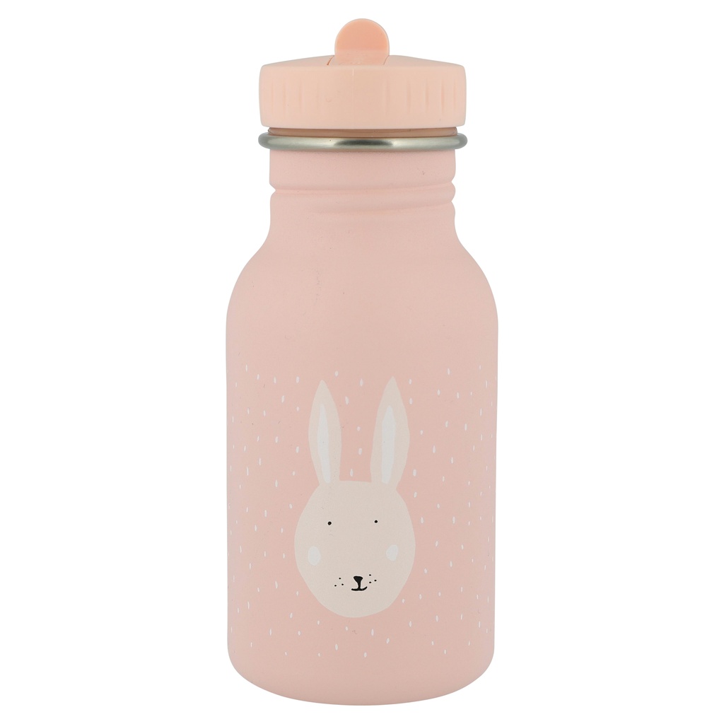 DRINKBEKER, 350ml, Mrs. Rabbit, roze, uni/print konijn, aluminium, deksel, drinktuit, drinkfles, School (040)