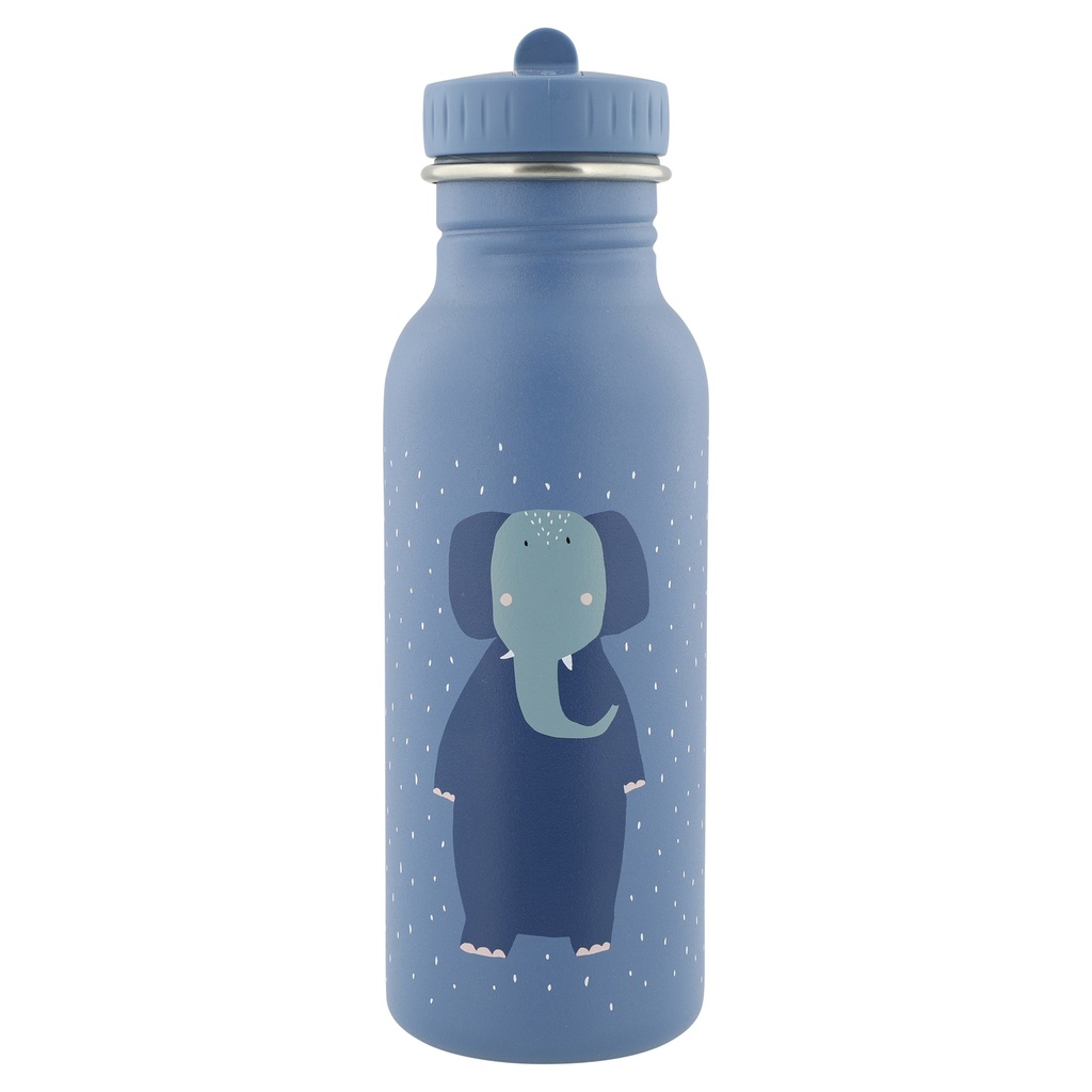 DRINKBEKER, 500ml, Mrs. Elephant, dark blue, uni/print olifant, alu, deksel, drinktuit, drinkfles, School (041)