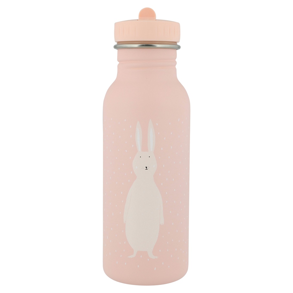 DRINKBEKER, 500ml, Mrs. Rabbit, roze, uni/print konijn, aluminium, deksel, drinktuit, drinkfles, School (041)