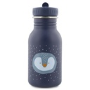 DRINKBEKER, 350ml, Mr. Penguin, blauw, uni/print pinguin, aluminium, deksel, drinktuit, drinkfles, School (040)