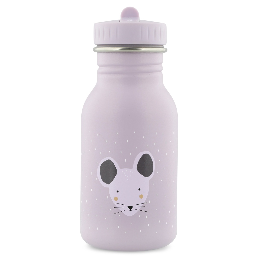 DRINKBEKER, 350ml, Mrs. Mouse, grijs, uni/print muis, aluminium, deksel, drinktuit, drinkfles, School (040)