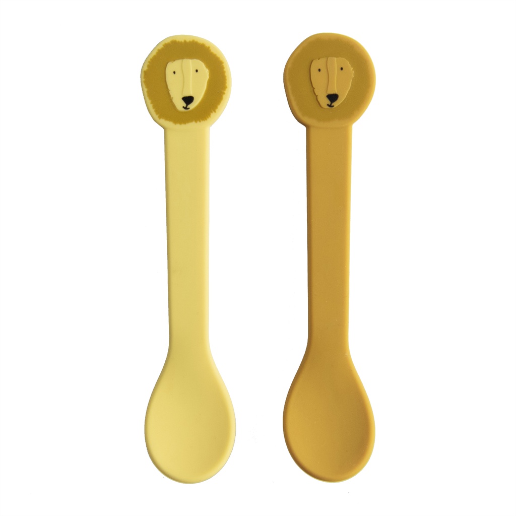 LEPEL, 2 delig, Spoon 2-pack, Mr. Lion, geel, kop leeuw, siliconen, bestek, Mealtime, 2023-2024