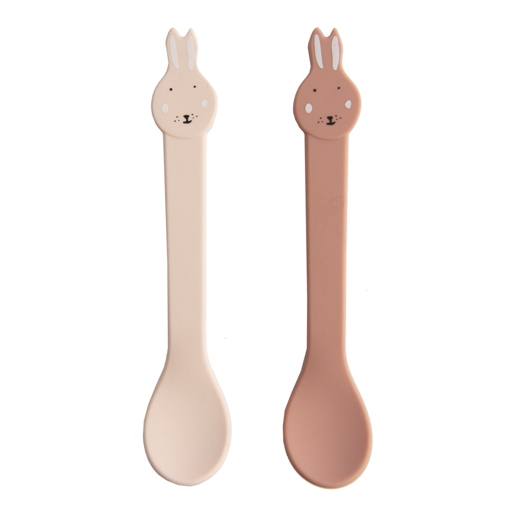 LEPEL, 2 delig, Spoon 2-pack, Mrs. Rabb Rabbit, roze, kop konijn, siliconen, bestek, Mealtime, 2023-2024