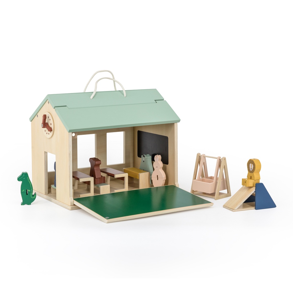 POPPENHUIS, School, Mr. Lion/Monkey/ Polar Bear/Crocodile/Mrs. Elephant/Mrs. Rabbit, hout, Playtime (036)