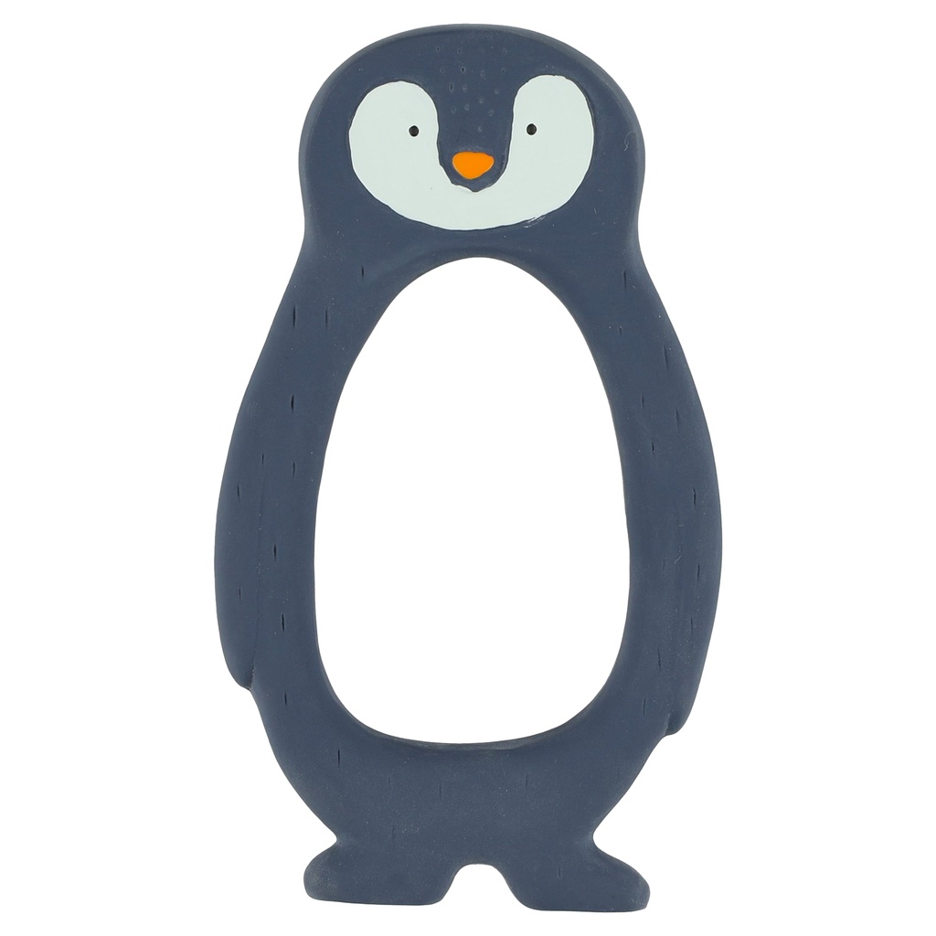 BIJTRING, Mr. Penguin, Natural rubber grasping toy, blauw, uni, pinguin, vanaf 0 maand, Playtime (037), 2023-2024